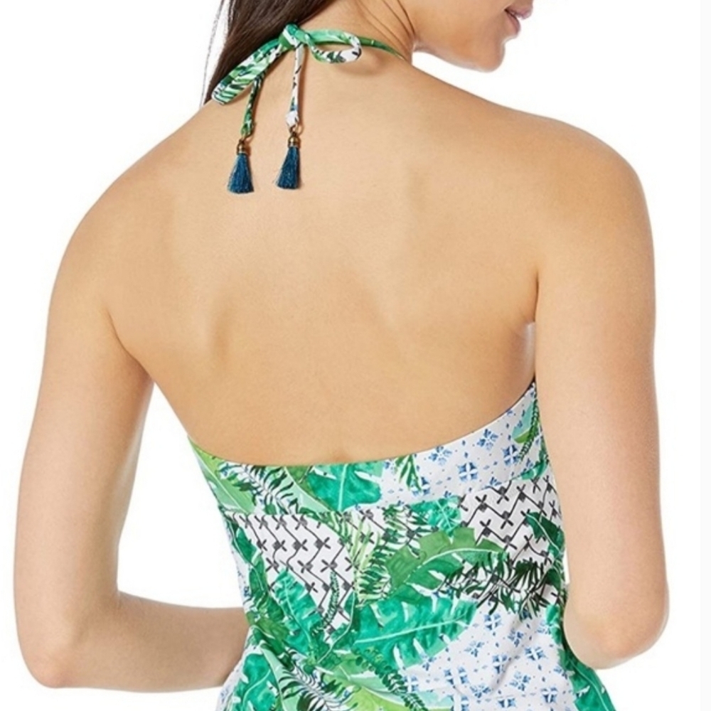 Nanette Lepore Palm Patchwork  Tankini Swim Top Women's Size 8 - Picture 3 of 10